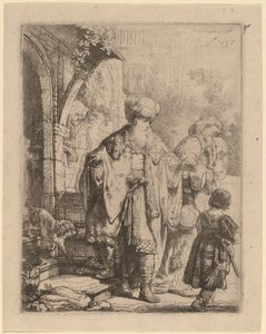 アブラハムがハガルとイシュマエルを解散 作： Rembrandt van Rijn